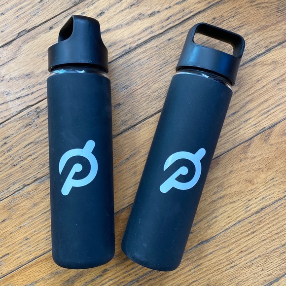 Set of 2 Peloton 16oz Silicone Sleeve Glass Water Bottles - Picture 1 of 5
